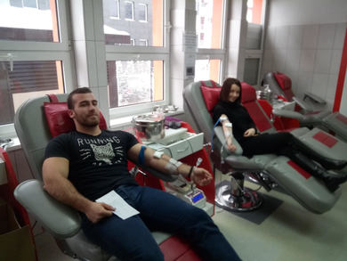 Students donating blood